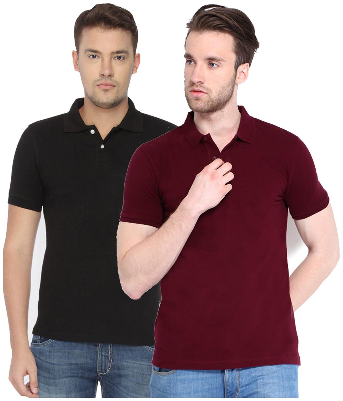 

KETEX Men Multi Regular fit Cotton Blend Polo collar T-Shirt - Pack Of 2