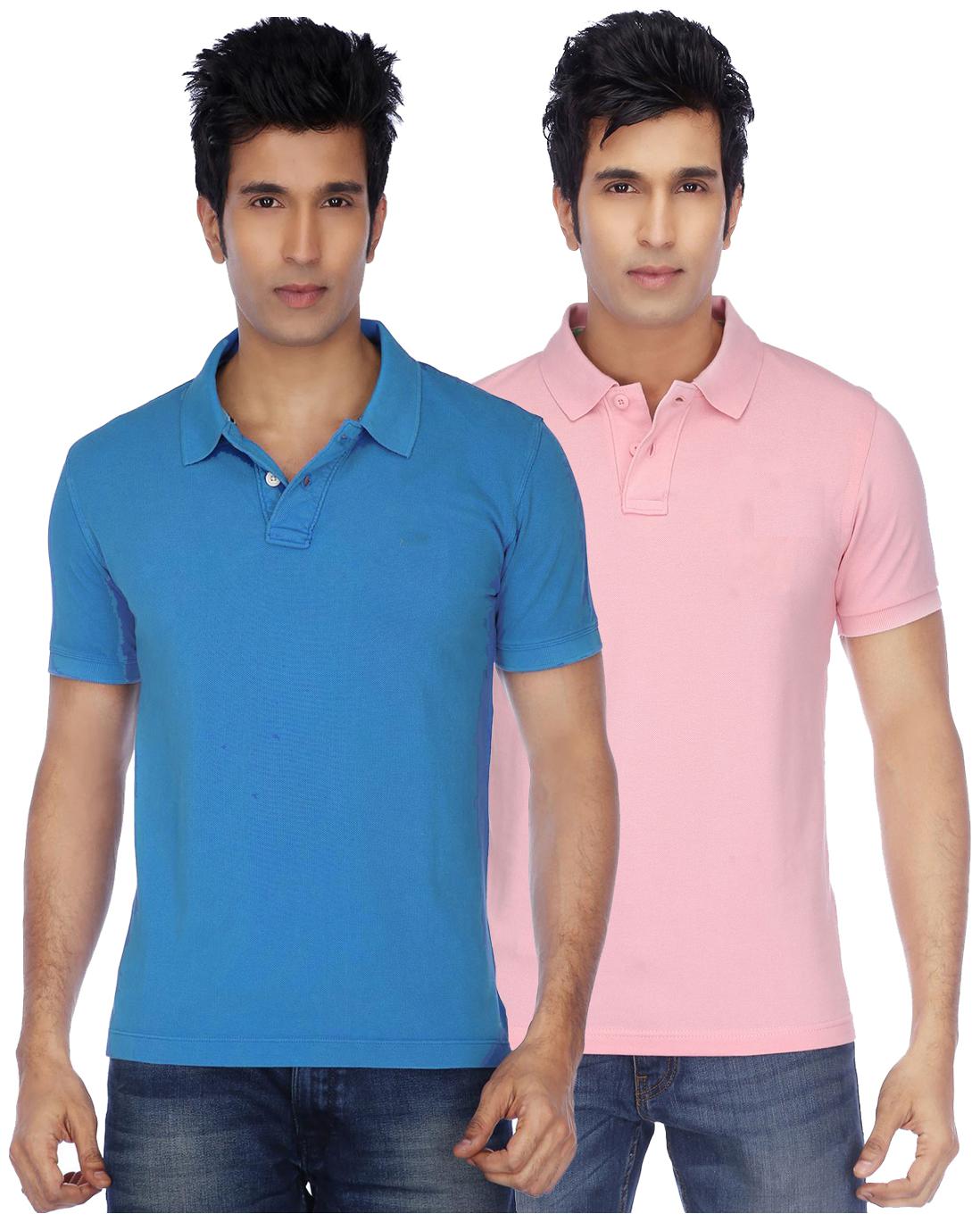 

KETEX Pack Of Sky Blue and Pink Polo T Shirts(size-44)
