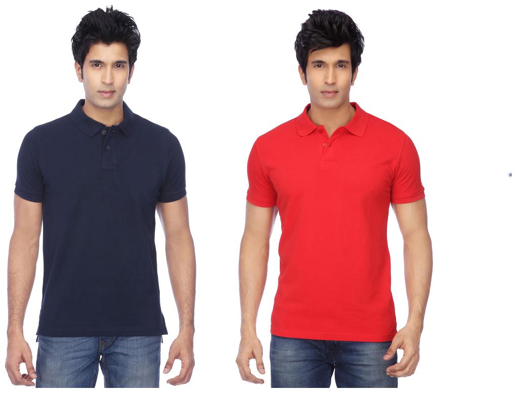 

KETEX Pack Of Navyblue and Red Polo T Shirts