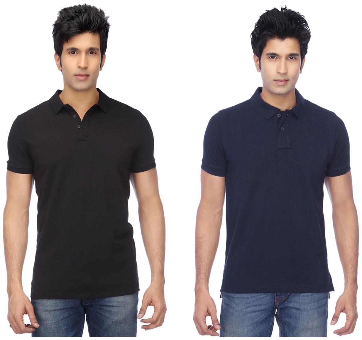 

KETEX Men Multi Slim fit Cotton Blend Polo collar T-Shirt - Pack Of 2