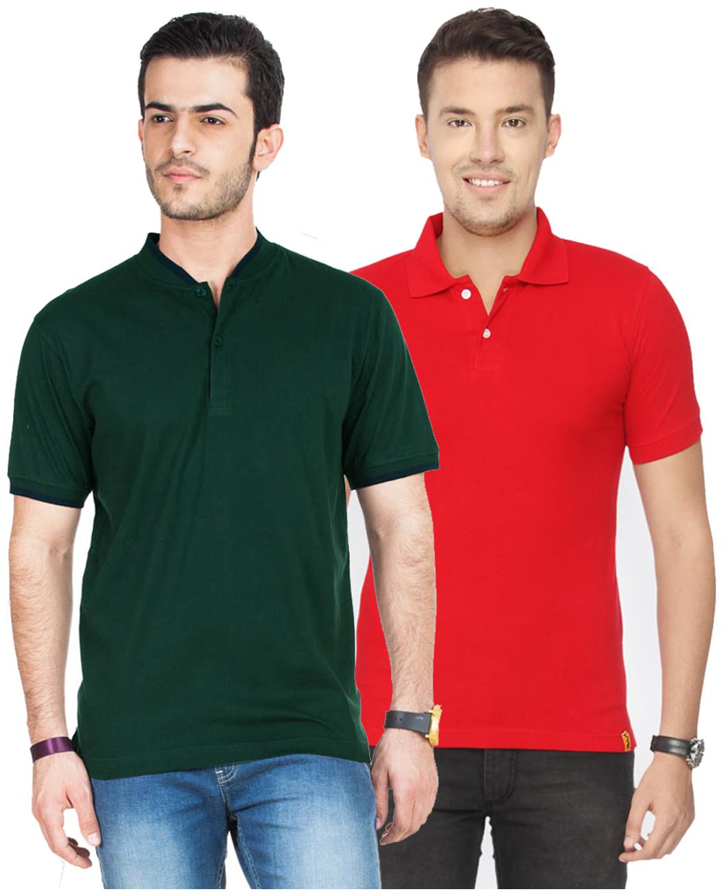 

KETEX Men Multi Slim fit Cotton Blend Polo collar T-Shirt - Pack Of 2