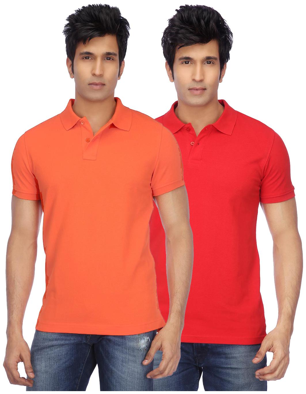 

KETEX Pack Of Orange and Red Polo T Shirts(size-38)