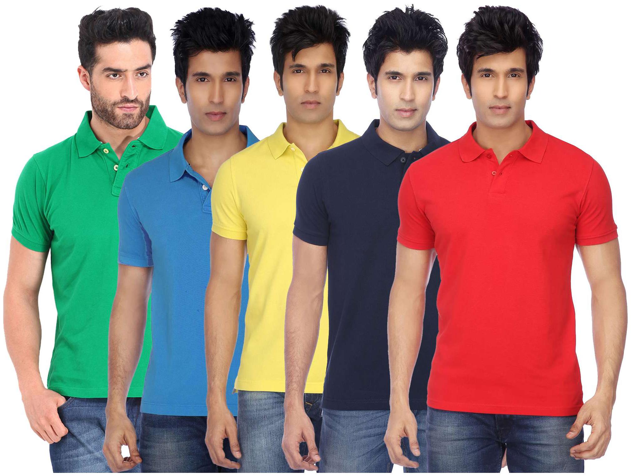 

KETEX Men Multi Slim fit Cotton Blend Polo collar T-Shirt - Pack Of 5