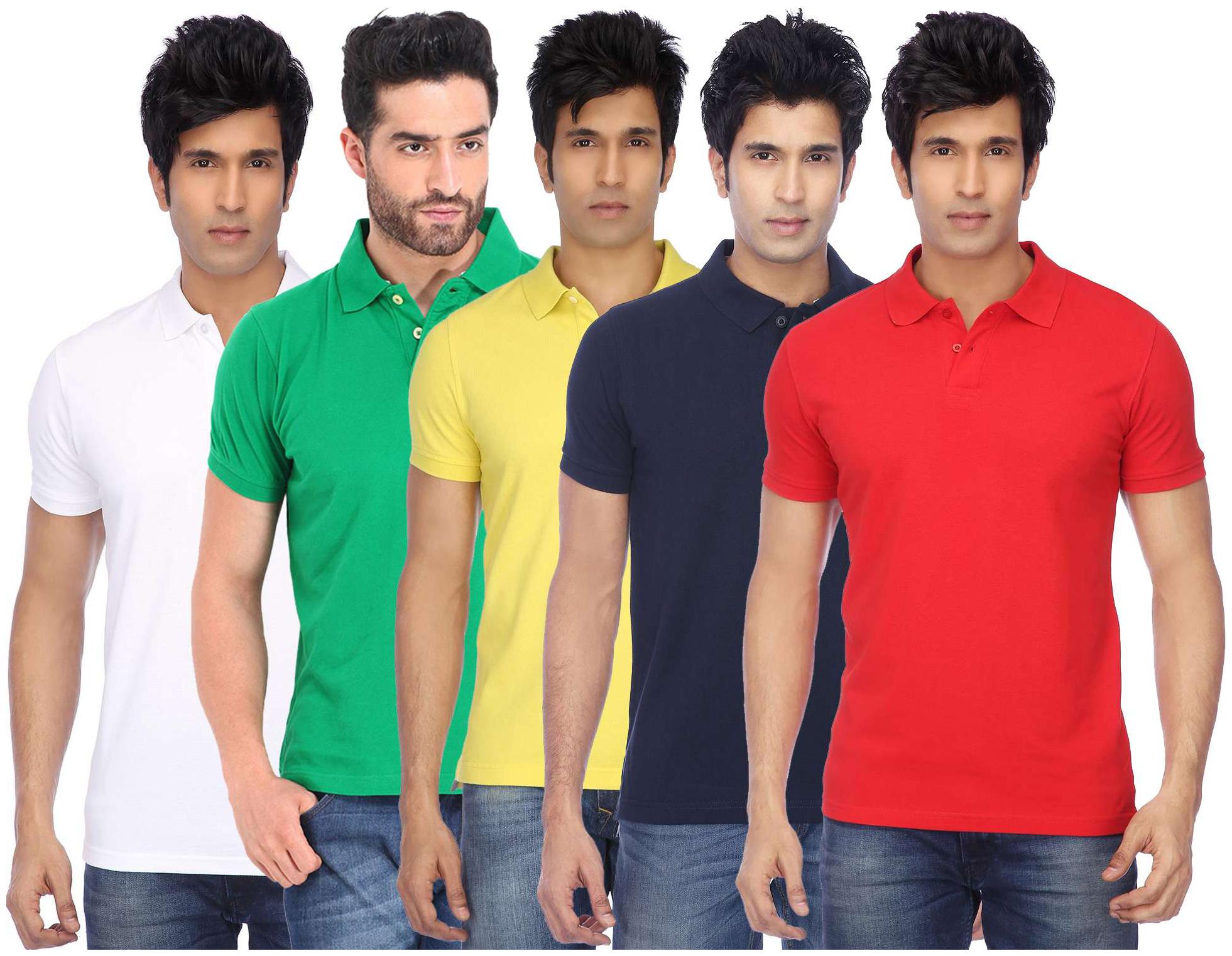 

KETEX Men Multi Slim fit Cotton Blend Polo collar T-Shirt - Pack Of 5