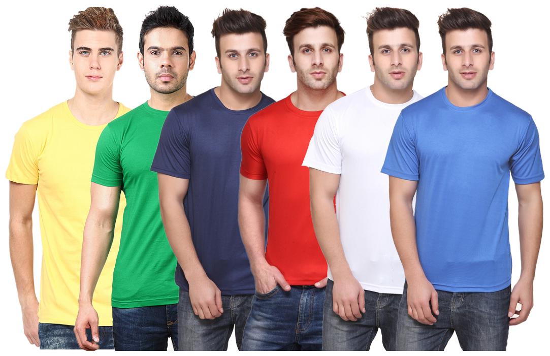 

KETEX Men Multi Slim fit Polyester Round neck T-Shirt - Pack Of 6