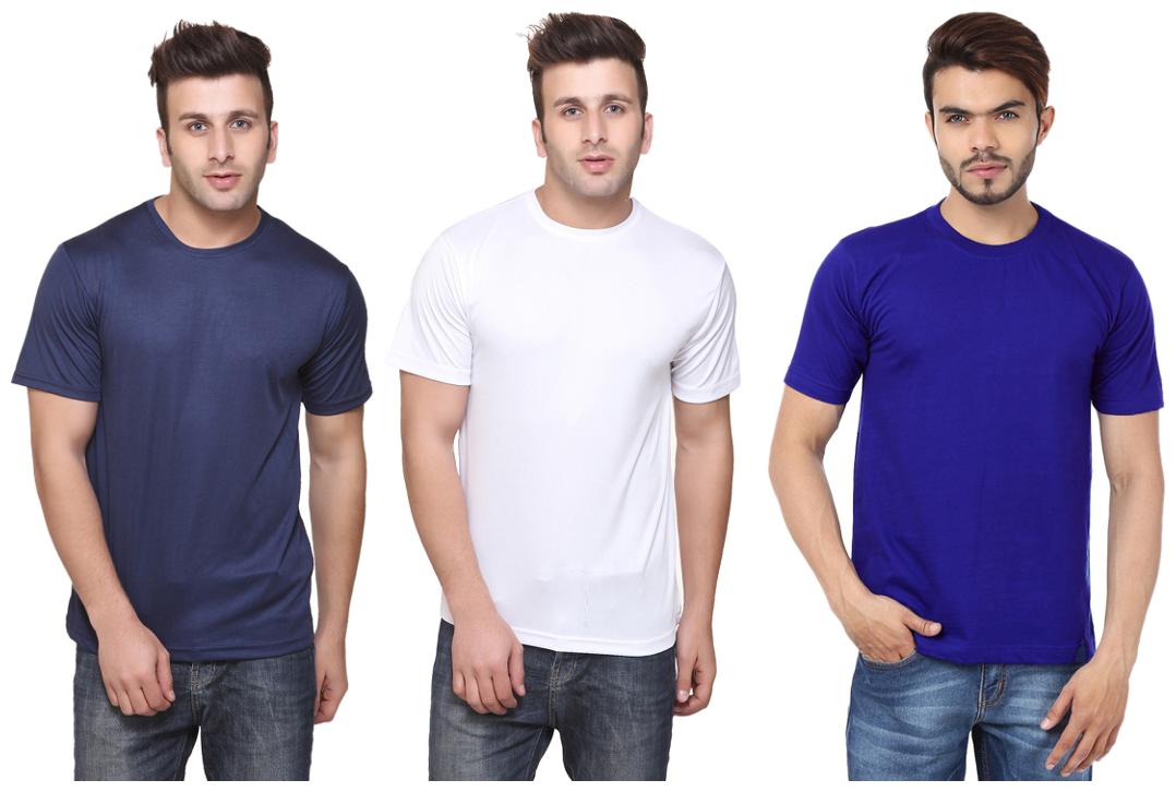 

KETEX Men Multi Slim fit Polyester Round neck T-Shirt - Pack Of 3