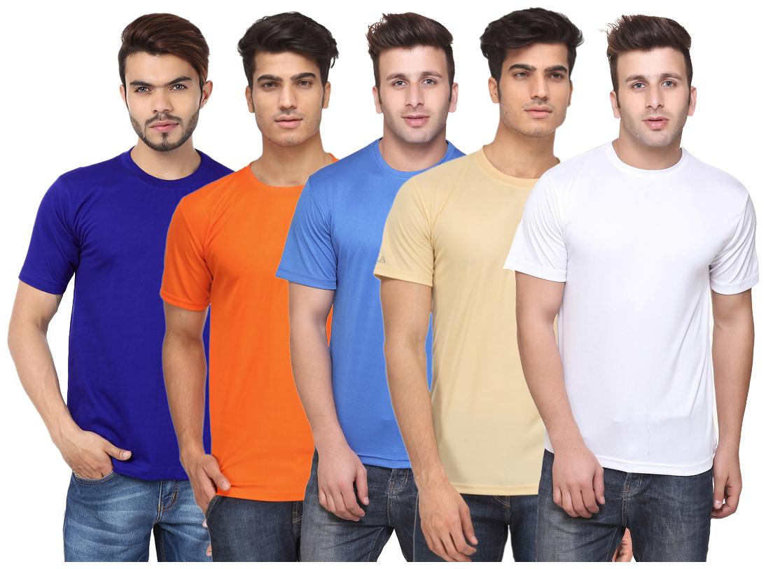 

KETEX Men Multi Slim fit Polyester Round neck T-Shirt - Pack Of 5