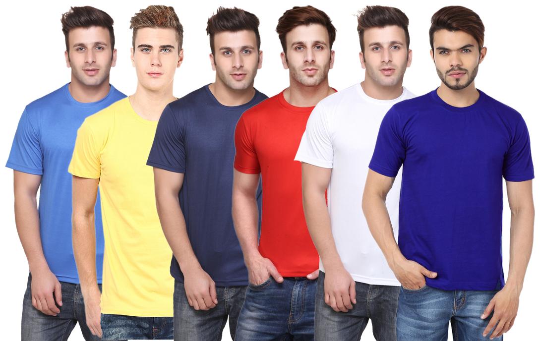 

KETEX Men Multi Slim fit Polyester Round neck T-Shirt - Pack Of 6