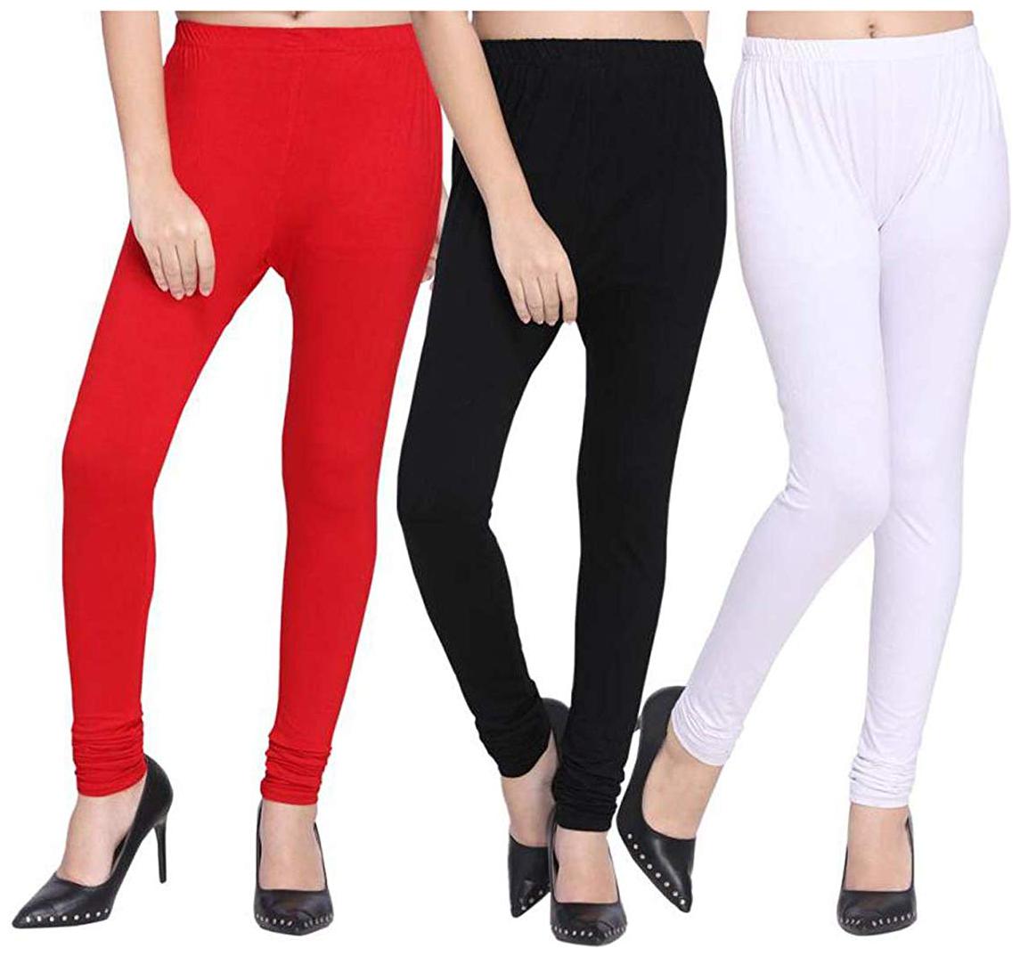 

KEX Churidar Legging (Pack of 3) Red Black White Solid)XXL