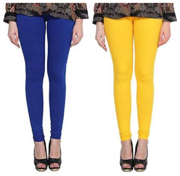 

KEX cotton Women Churidar Legging (Blue Yellow Solid)