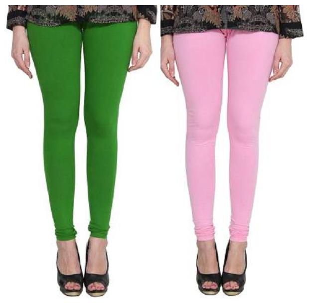 

KEX cotton Women Churidar Legging (Green Pink Solid)