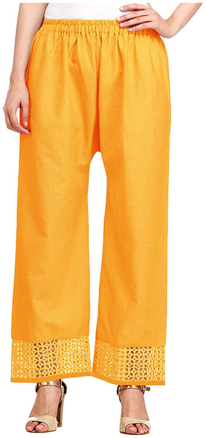 

KEX Yellow Solid Flared Palazzo