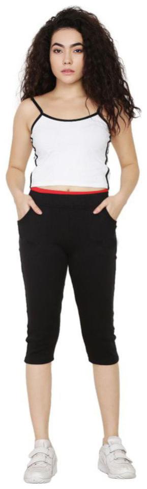 

KEX Women Solid Regular capri - Black