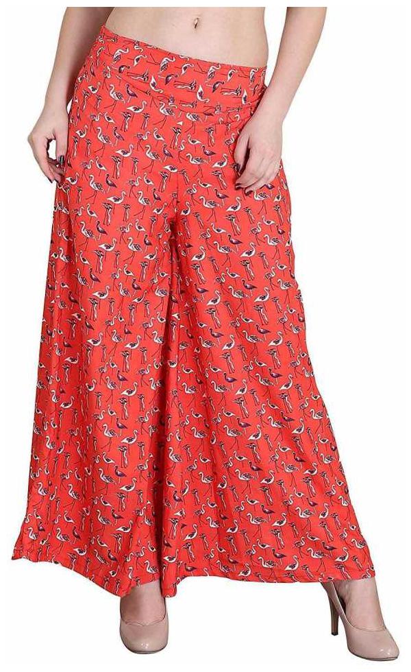 

KEX Orange Printed Flared Palazzo