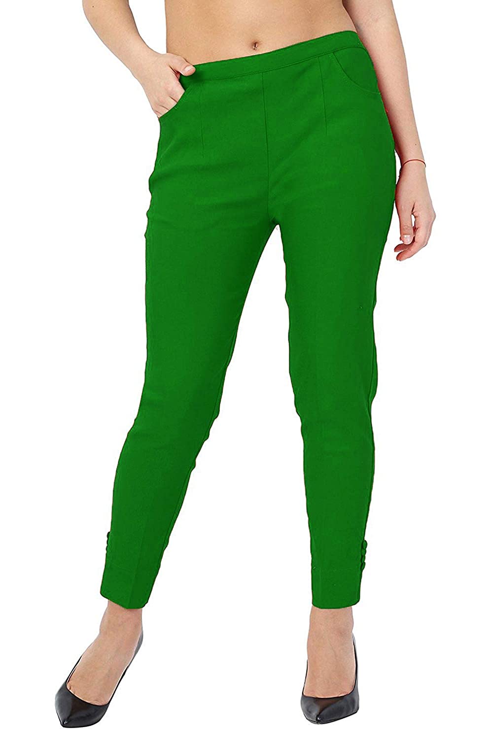 

KEX Women Cotton Solid Green Pant