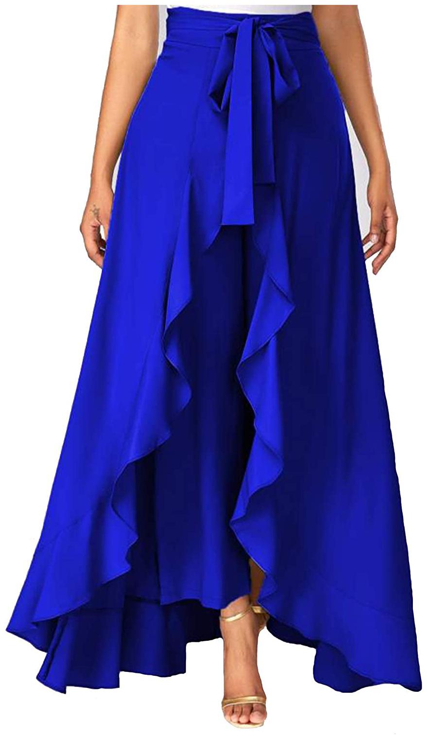 

KEX Blue Solid Flared Palazzo