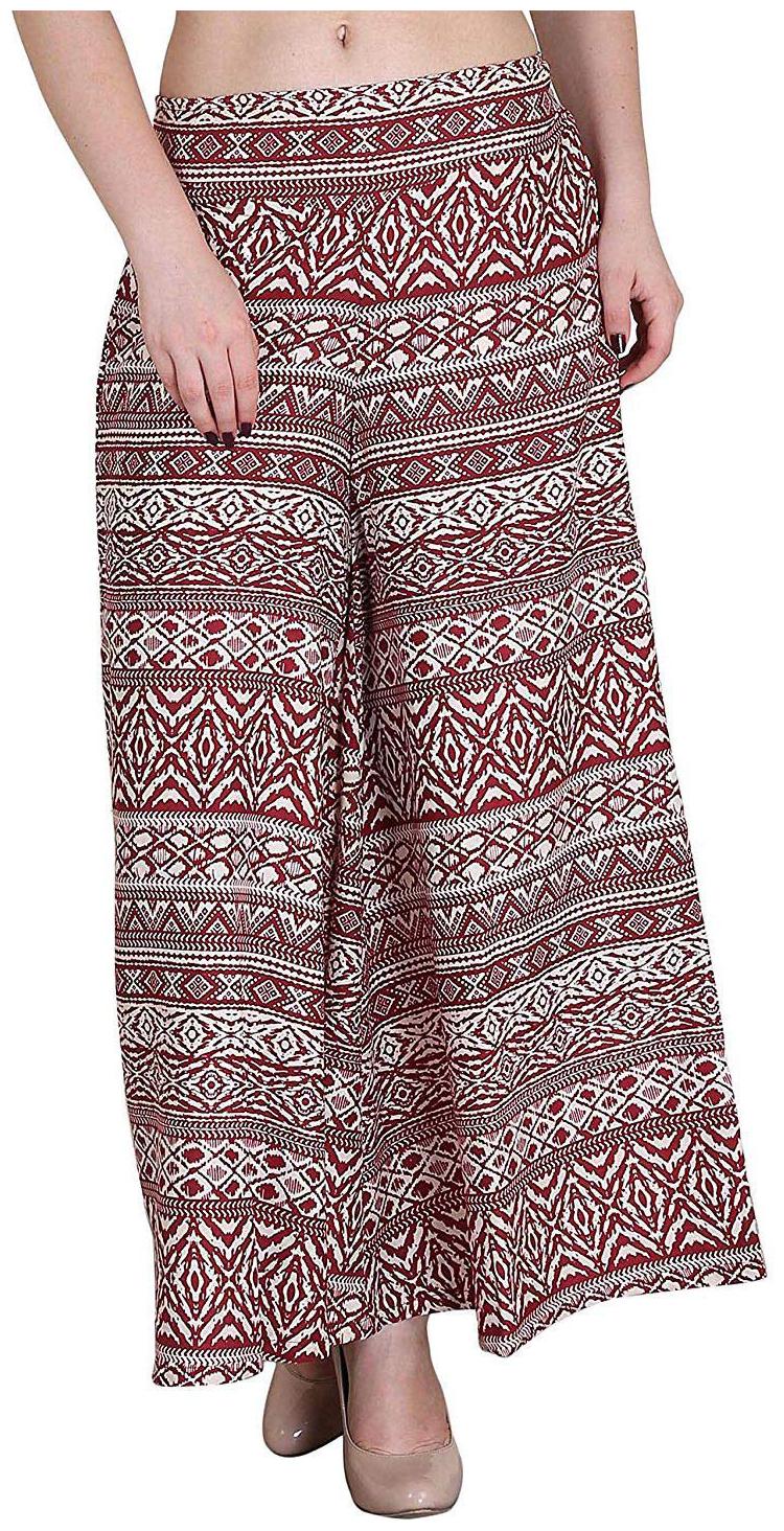 

KEX Maroon Printed Flared Palazzo