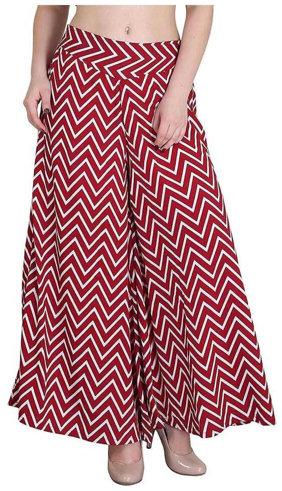

KEX Maroon Geometric Flared Palazzo