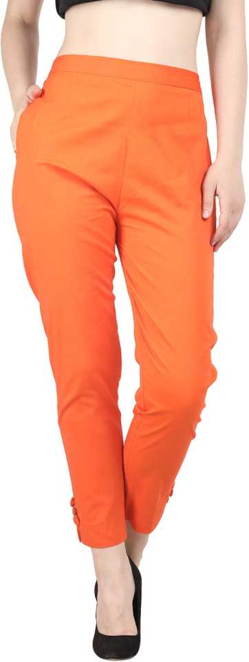 

KEX Women Cotton Solid Orange Pant