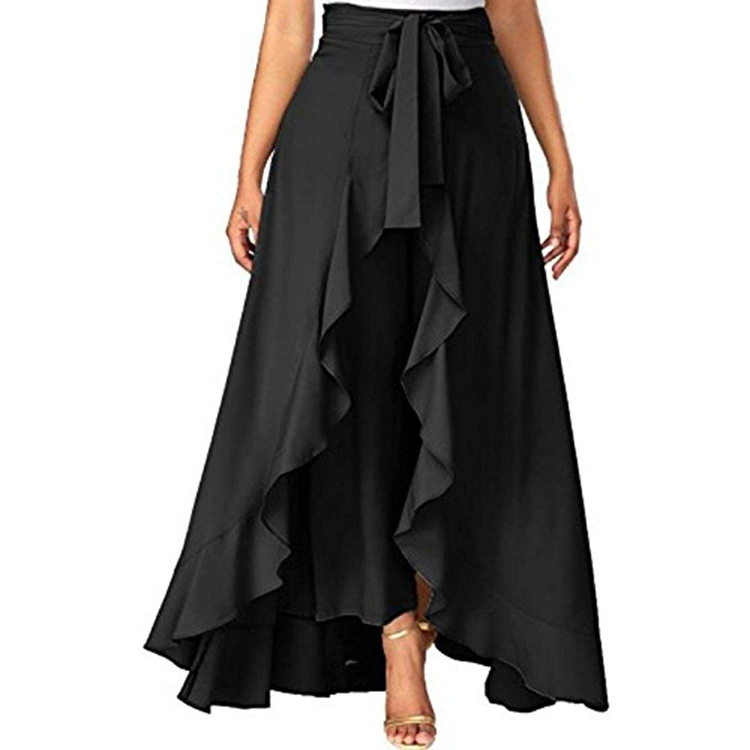 

KEX Black Solid Flared Palazzo