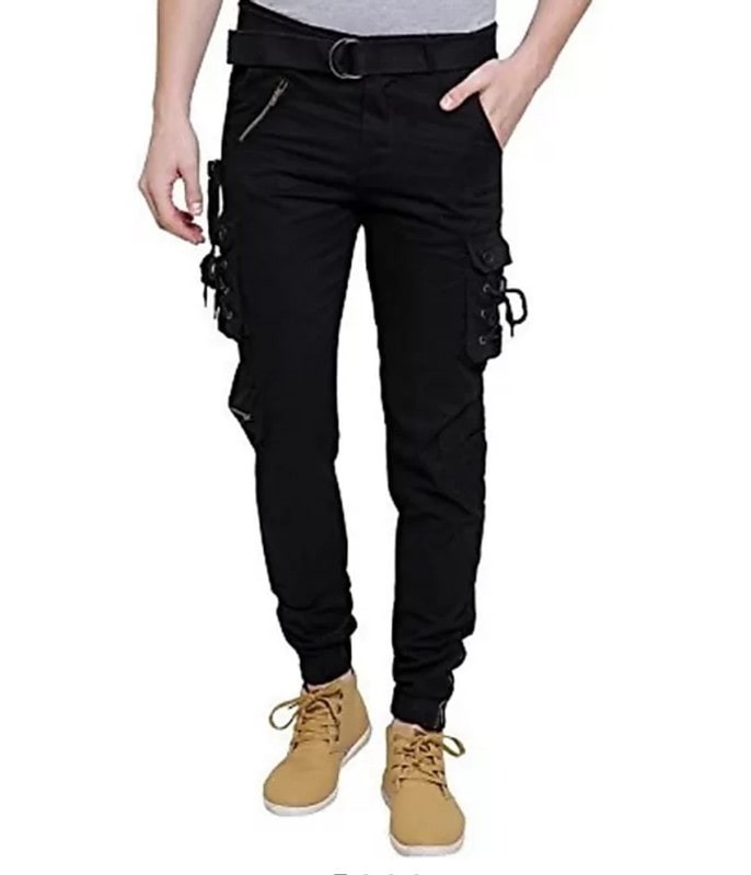 

Keyur Men Black Solid Regular fit Travel friendly Cargos