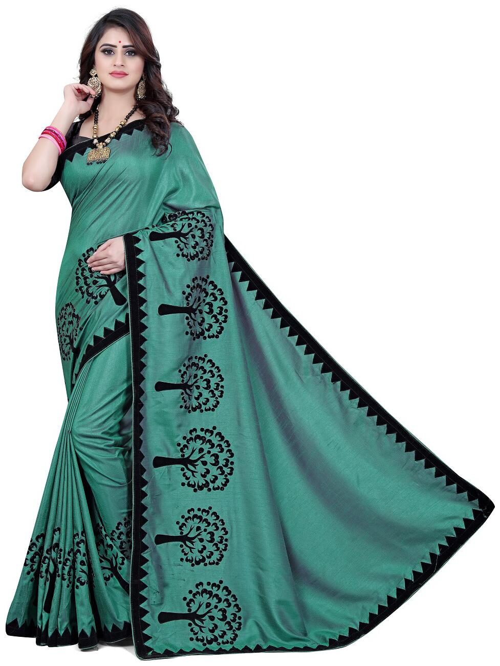 

KF Collection Jacquard Cut Work Cotton Silk Saree With Unstitched Blouse Piece(Green)