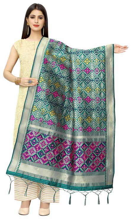 

KF Collection Womens Woven Design Banarasi Jacquard Dupatta (Green)