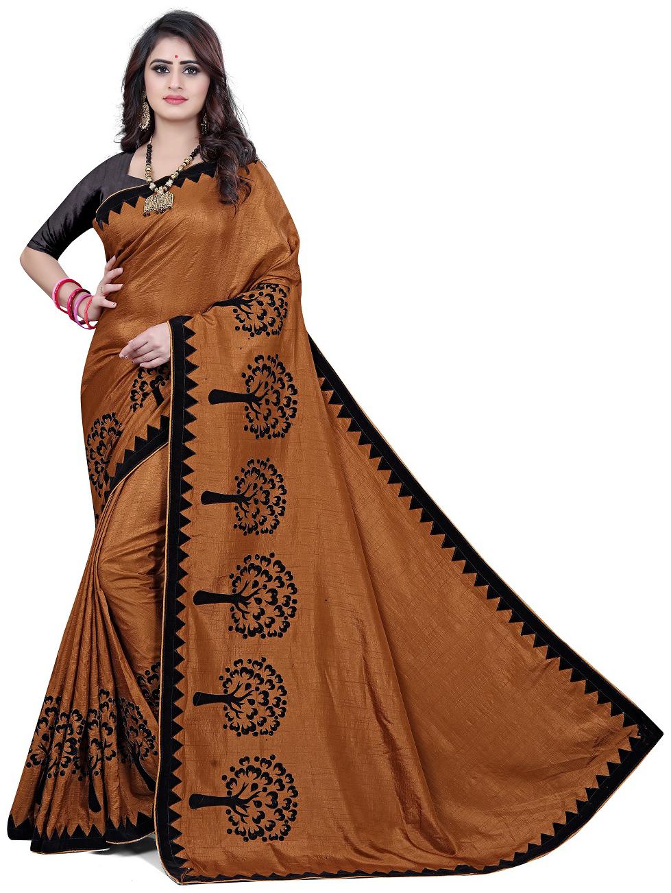 

KF Collection Jacquard Cut Work Cotton Silk Saree With Unstitched Blouse Piece(Brown)