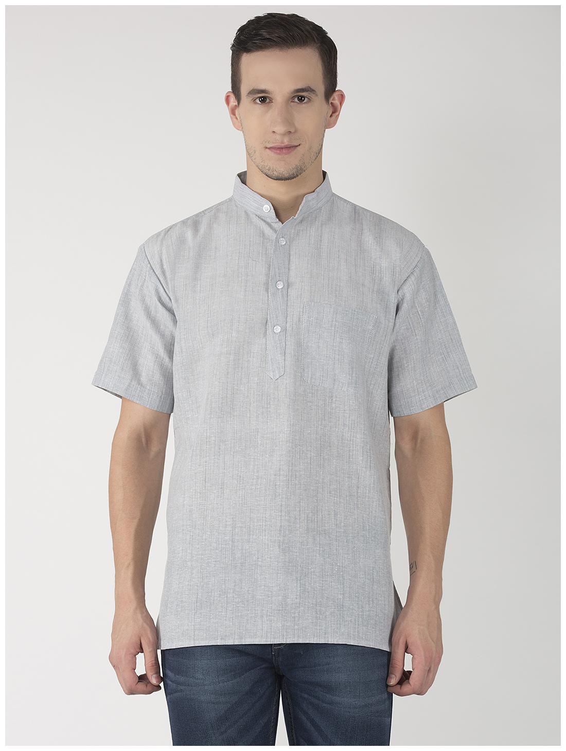 

KHADIO Men Grey Regular Fit Kurta