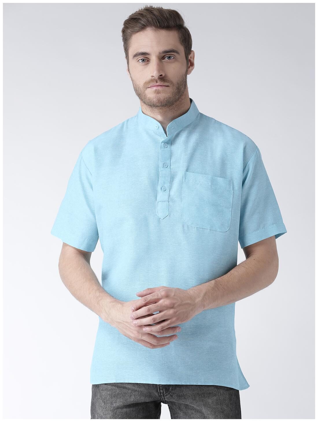 

KHADIO Men Blue Regular Fit Kurta