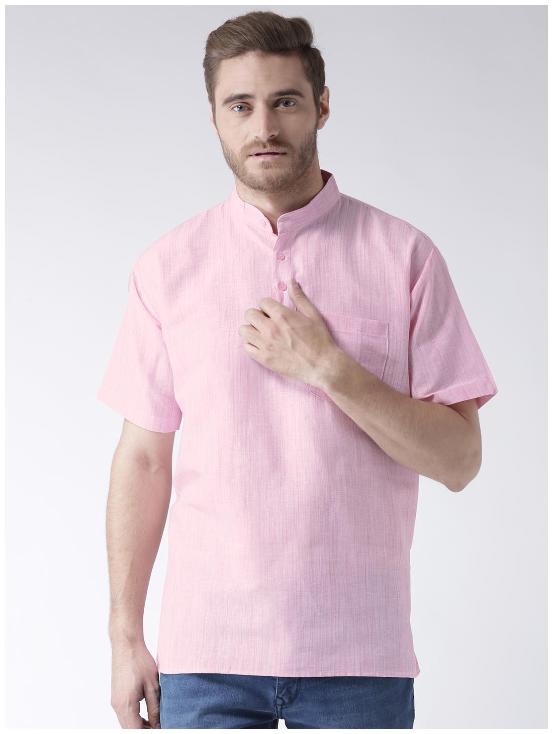 

KHADIO Men Pink Regular Fit Kurta