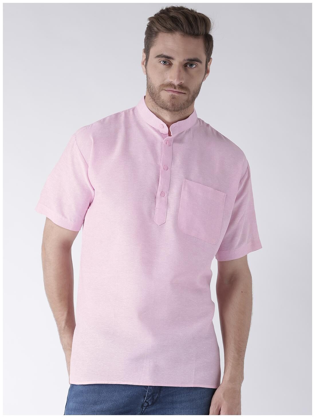 

KHADIO Men Pink Regular Fit Kurta
