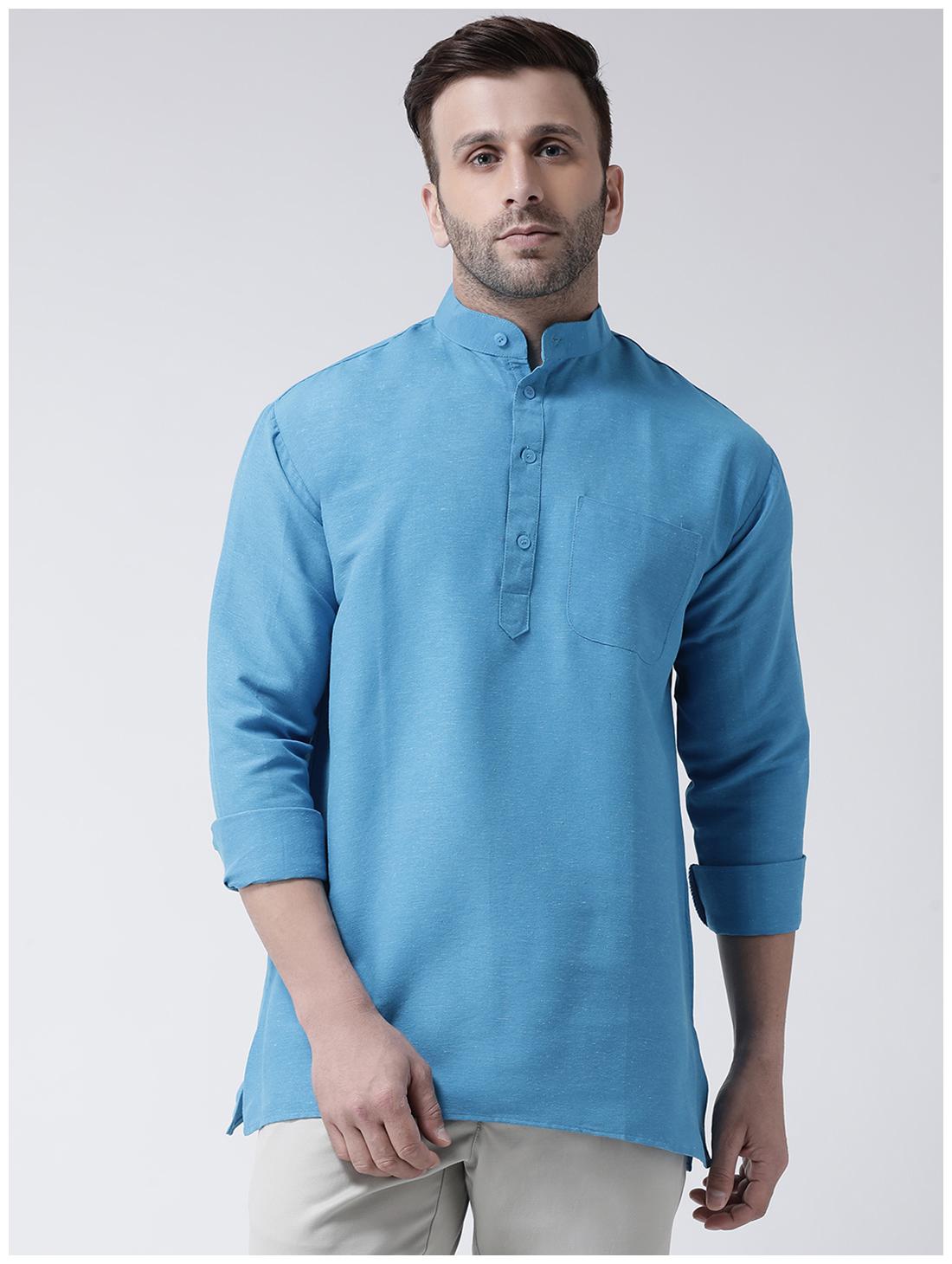 

KHADIO Men Blue Regular Fit Kurta