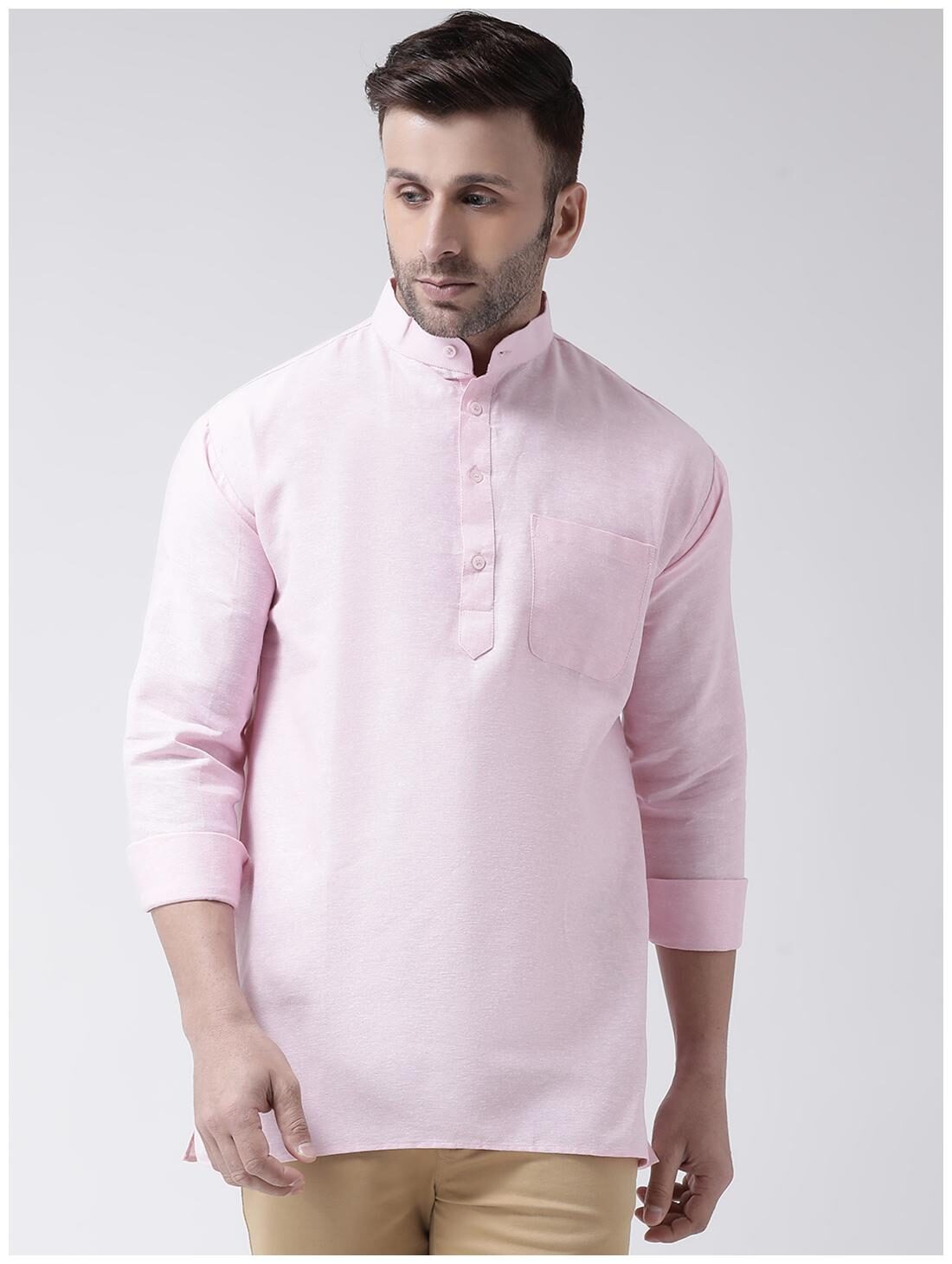 

KHADIO Men Pink Regular Fit Kurta