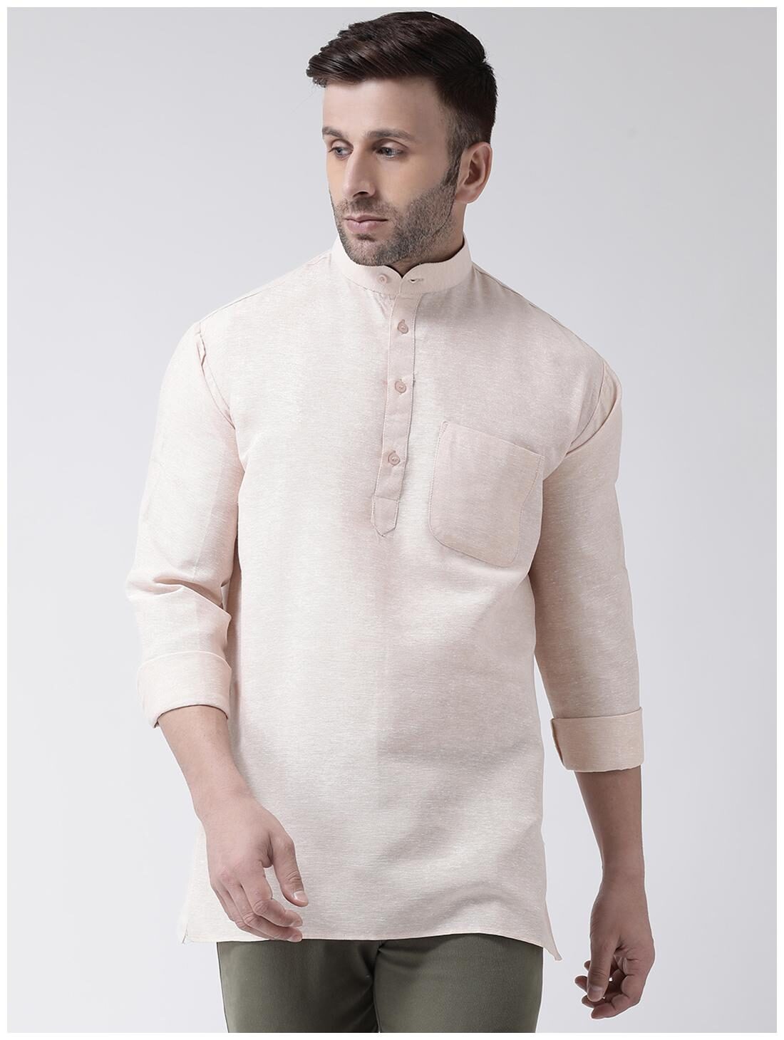 

KHADIO Men Orange Regular Fit Kurta