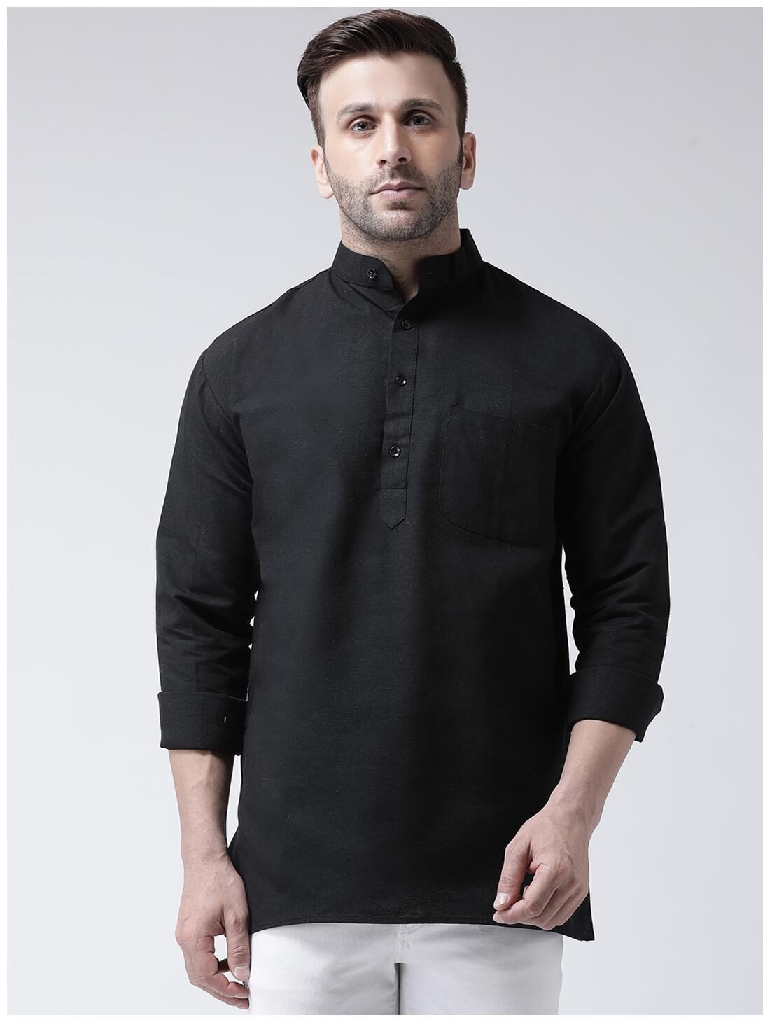 

KHADIO Men Black Regular Fit Kurta