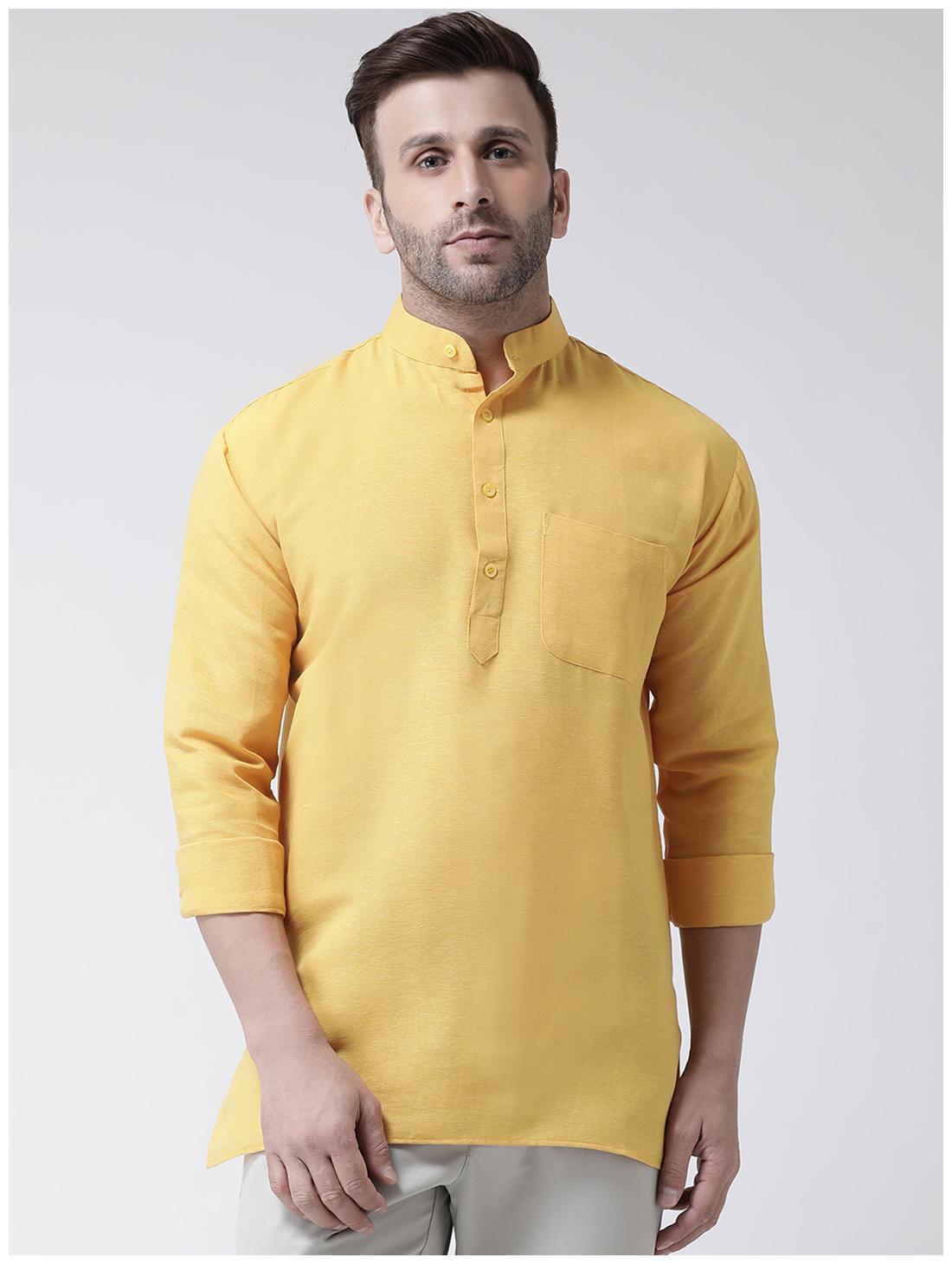 

KHADIO Men Yellow Regular Fit Kurta