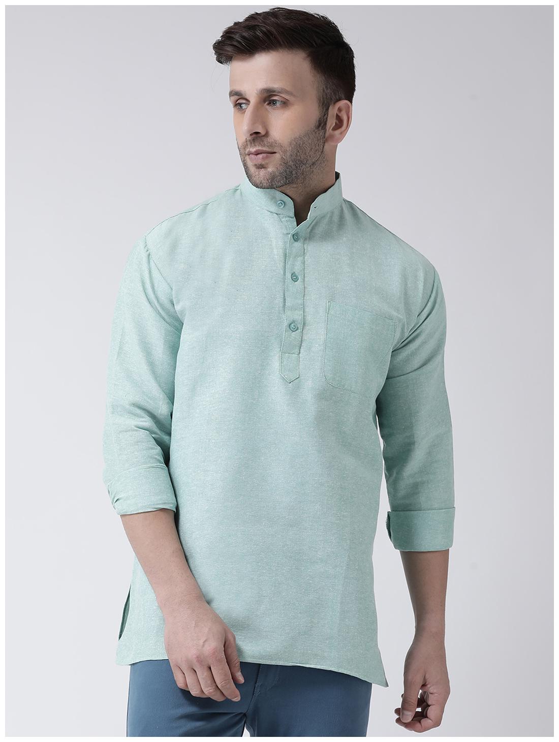 

KHADIO Men Green Regular Fit Kurta