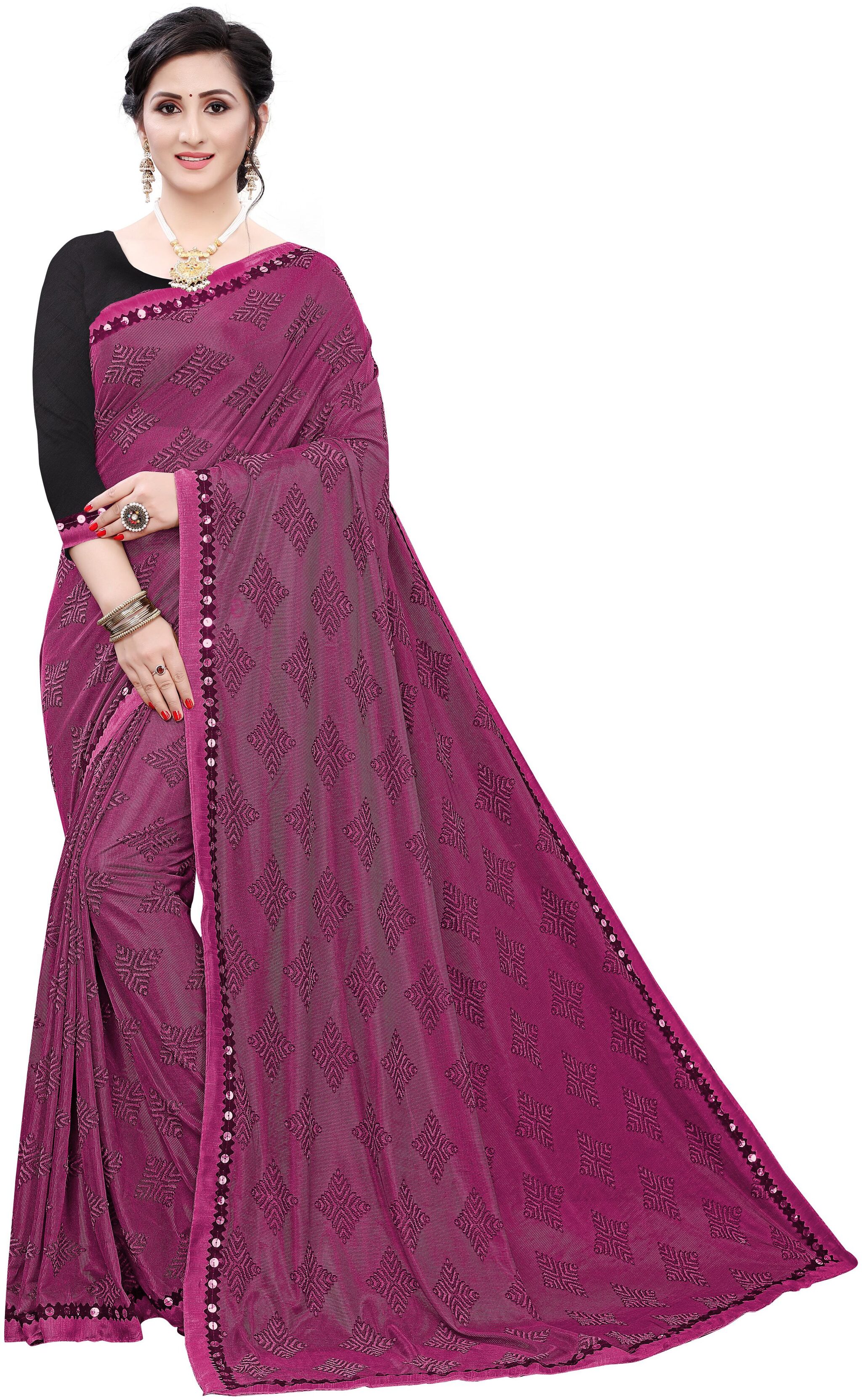 

Khoobsurat Purple Lycra Printed Saree For Women
