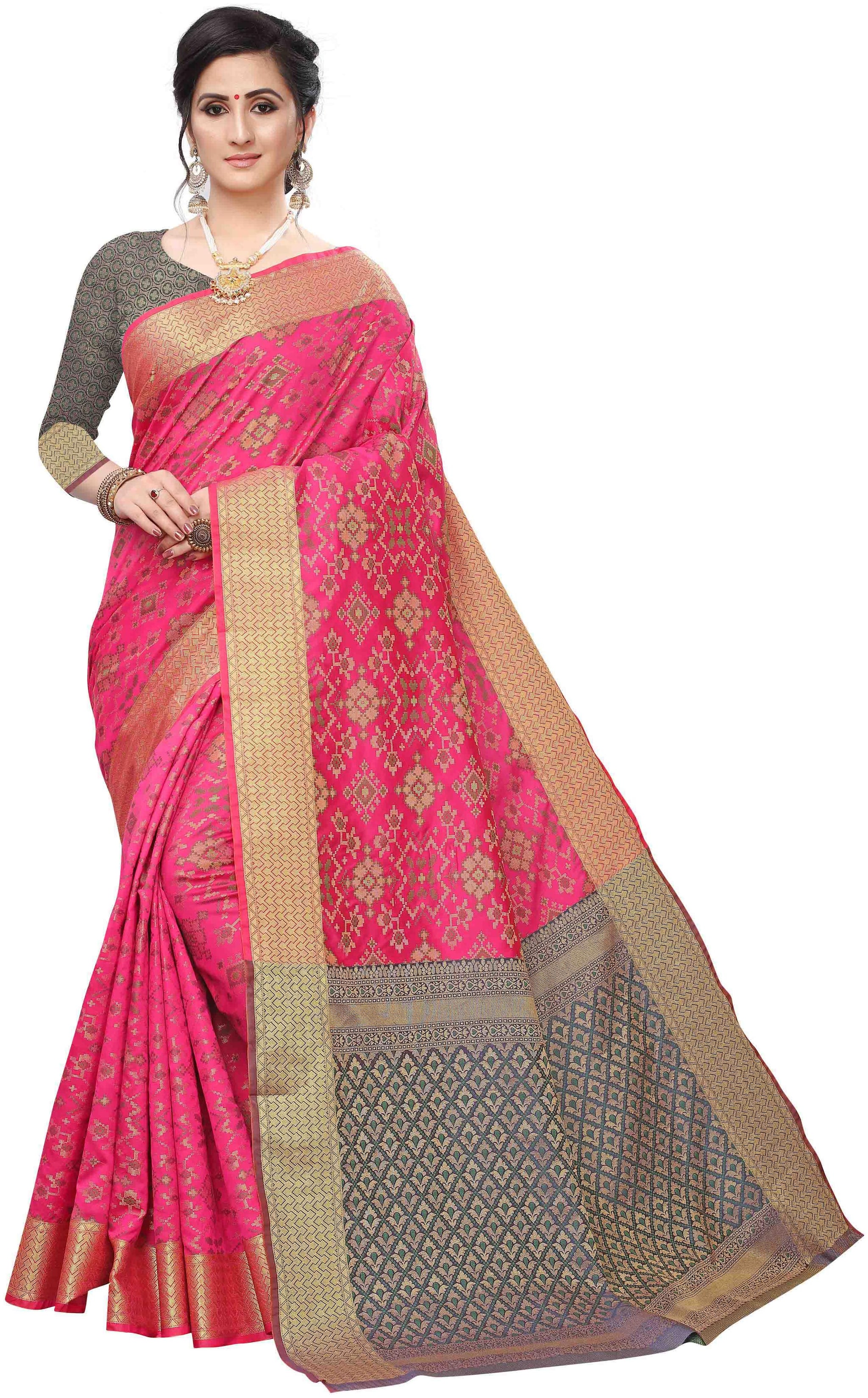 

Khoobsurat Pink Silk Woven Saree For Women