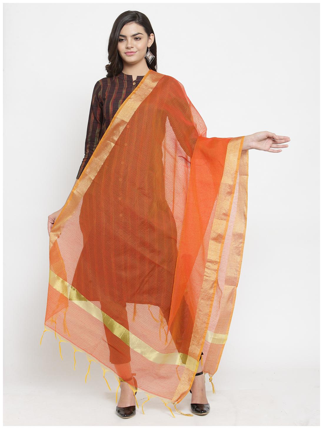 

KIAASA Blended Solid Orange Dupatta