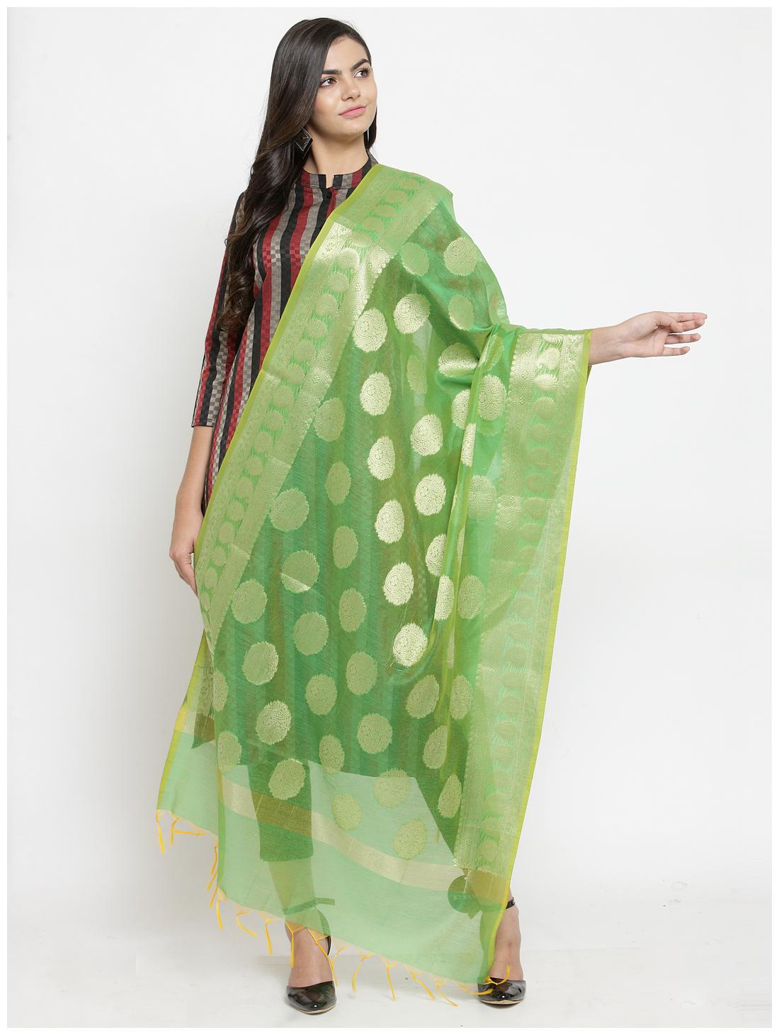 

KIAASA Blended Embellished Green Dupatta