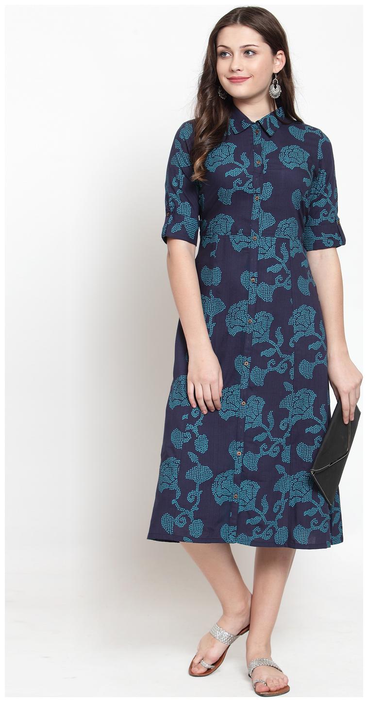 

Kiaasa Blue Rayon Printed Kurta