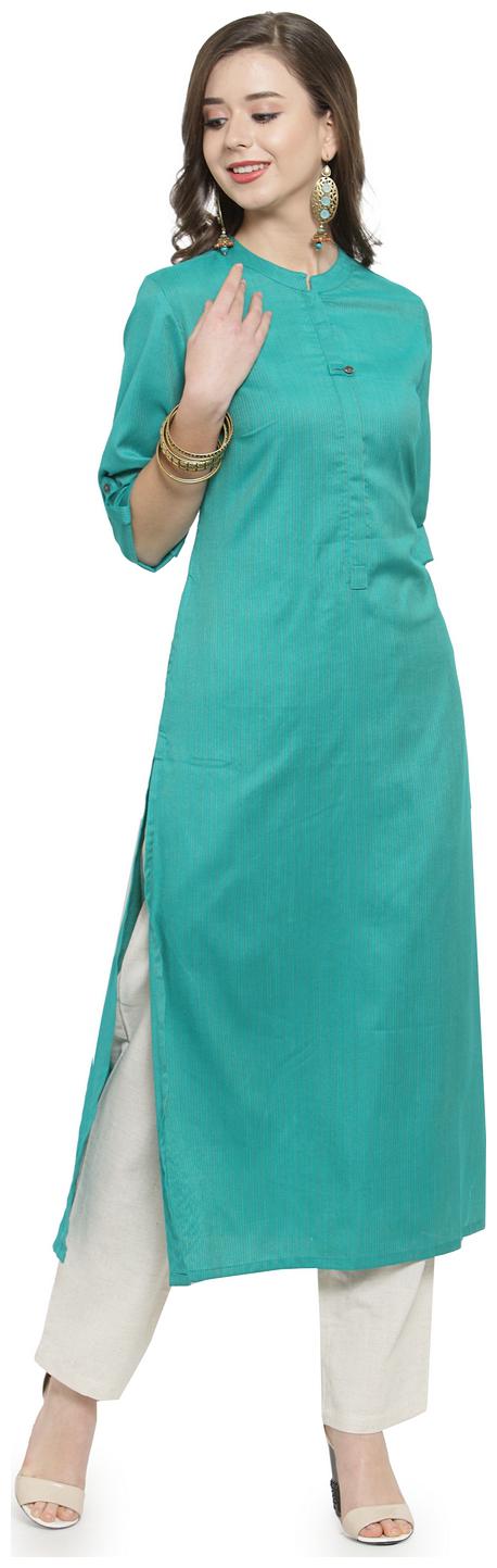 

KIAASA Women Blue Striped Straight Kurta