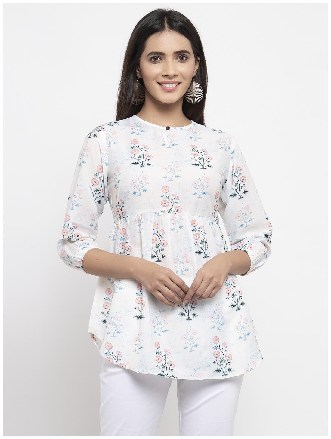 

KIAASA Women Floral Regular tunic - White