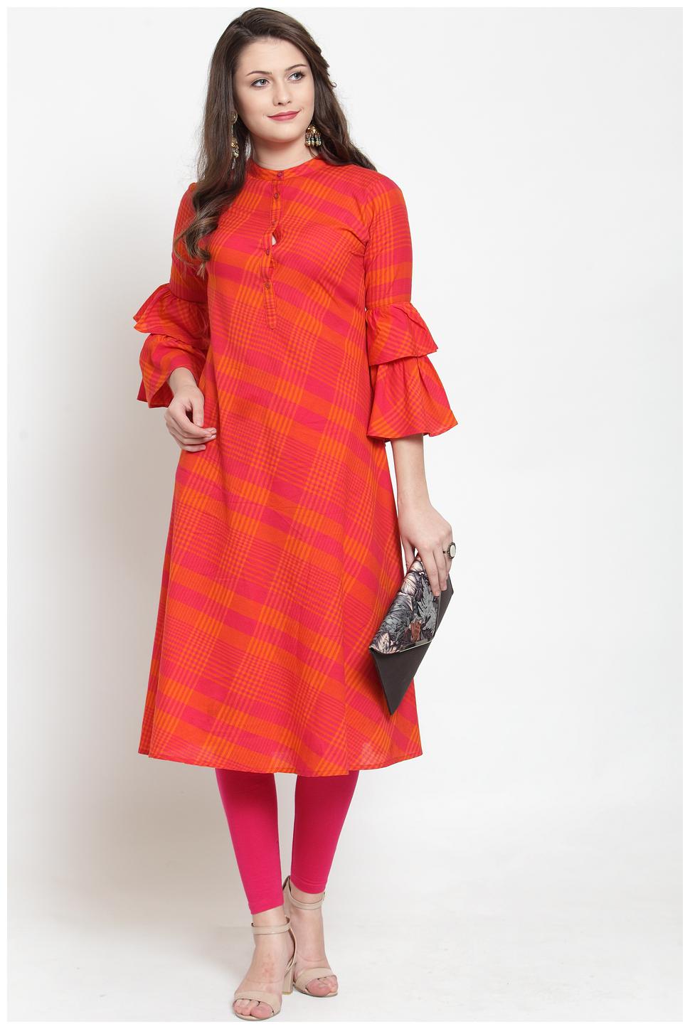 

Kiaasa Pink Cotton Striped Kurta