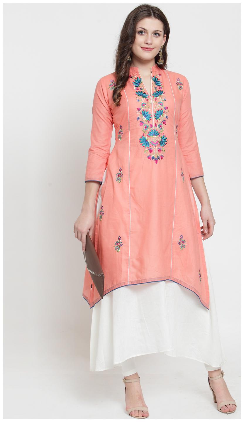 

Kiaasa Pink Cotton Embroidered Kurta