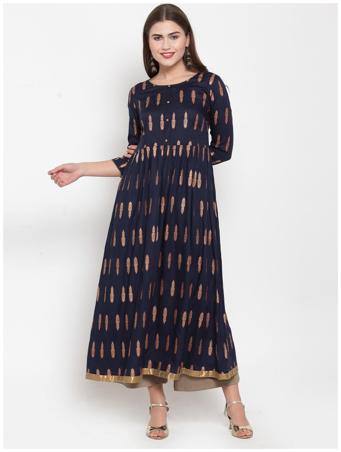 

KIAASA Women Blue Printed Anarkali Kurta