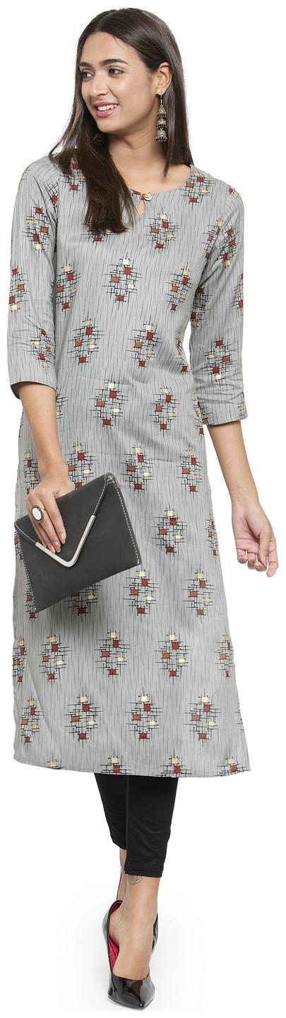 

KIAASA Women Grey Solid Straight Kurta