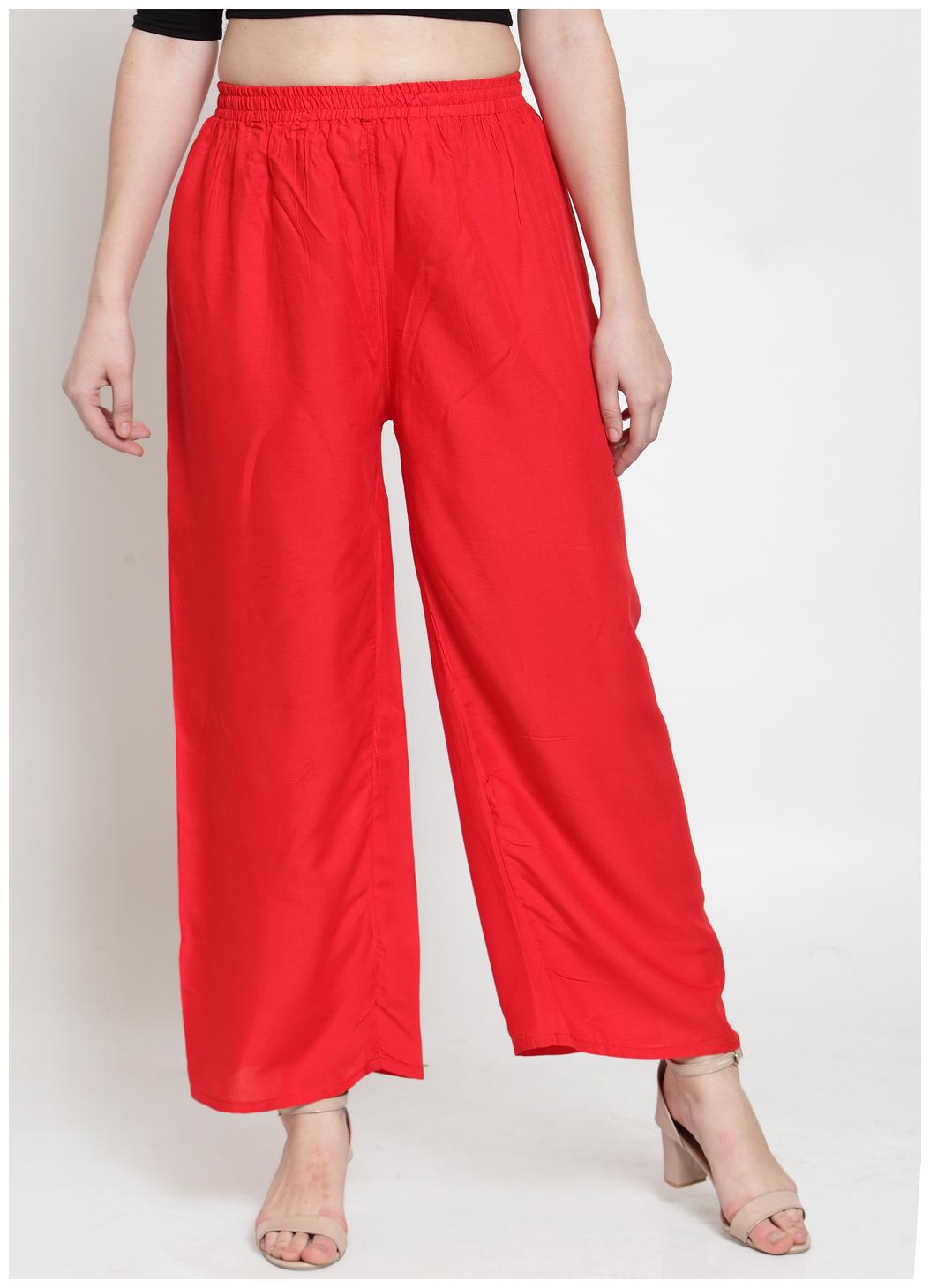 

Kiaasa Red Solid Rayon Palazzo